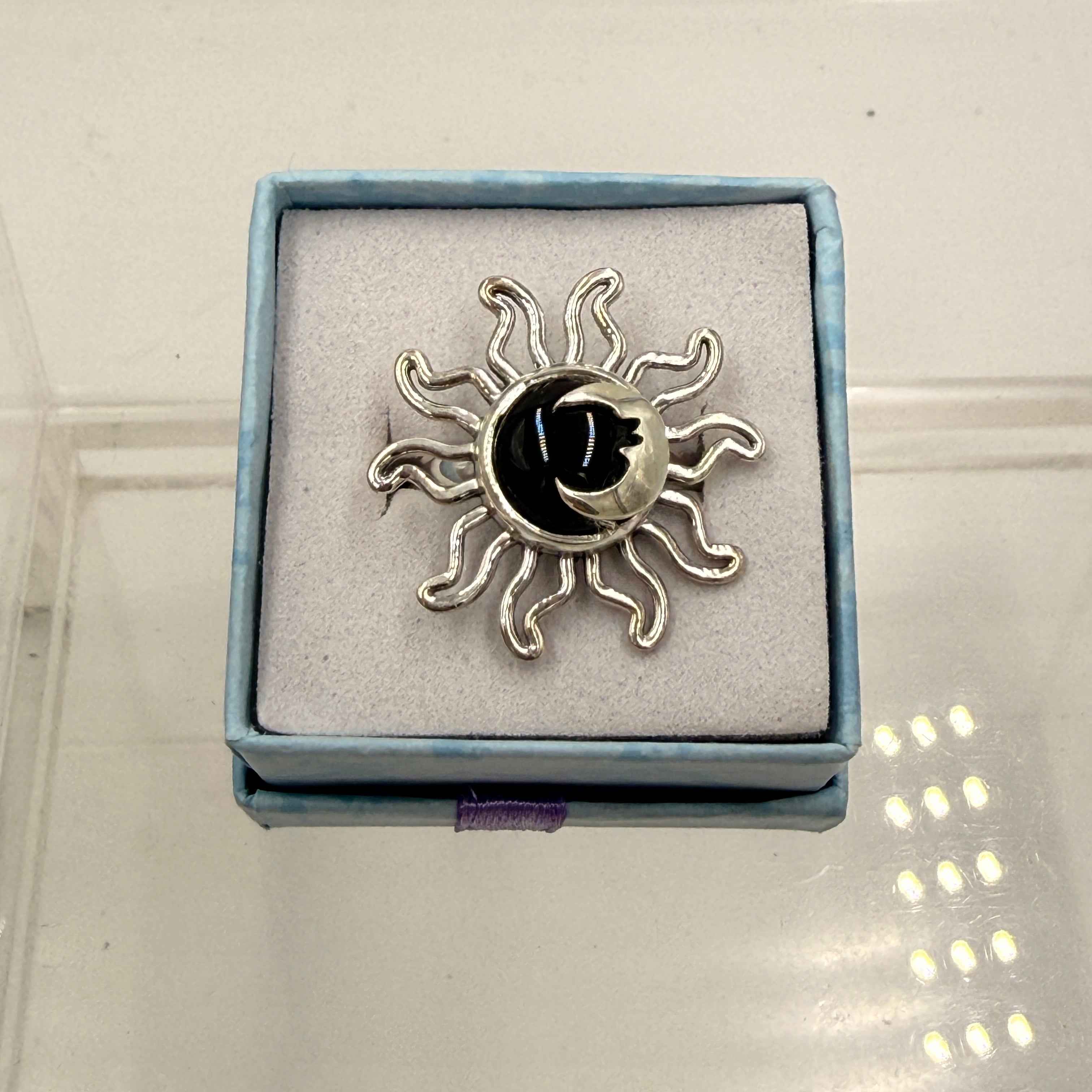 Sterling Silver Sun & Moon Black Onyx  Ring - Protection, Grounding & Stabilizing
