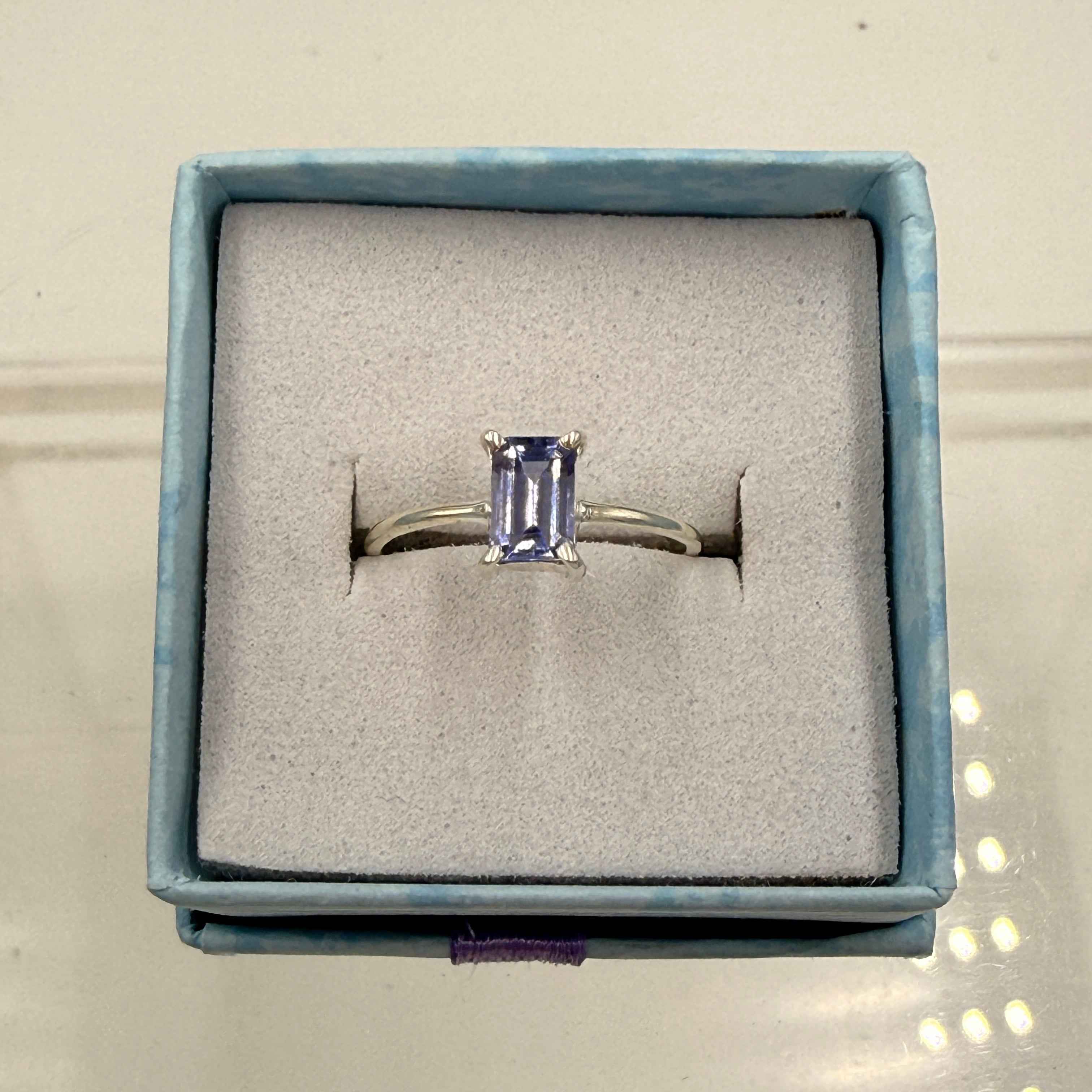Sterling Silver Rectangular Tanzanite Ring - Size 5 - Spiritual, Intuitive & Elevated