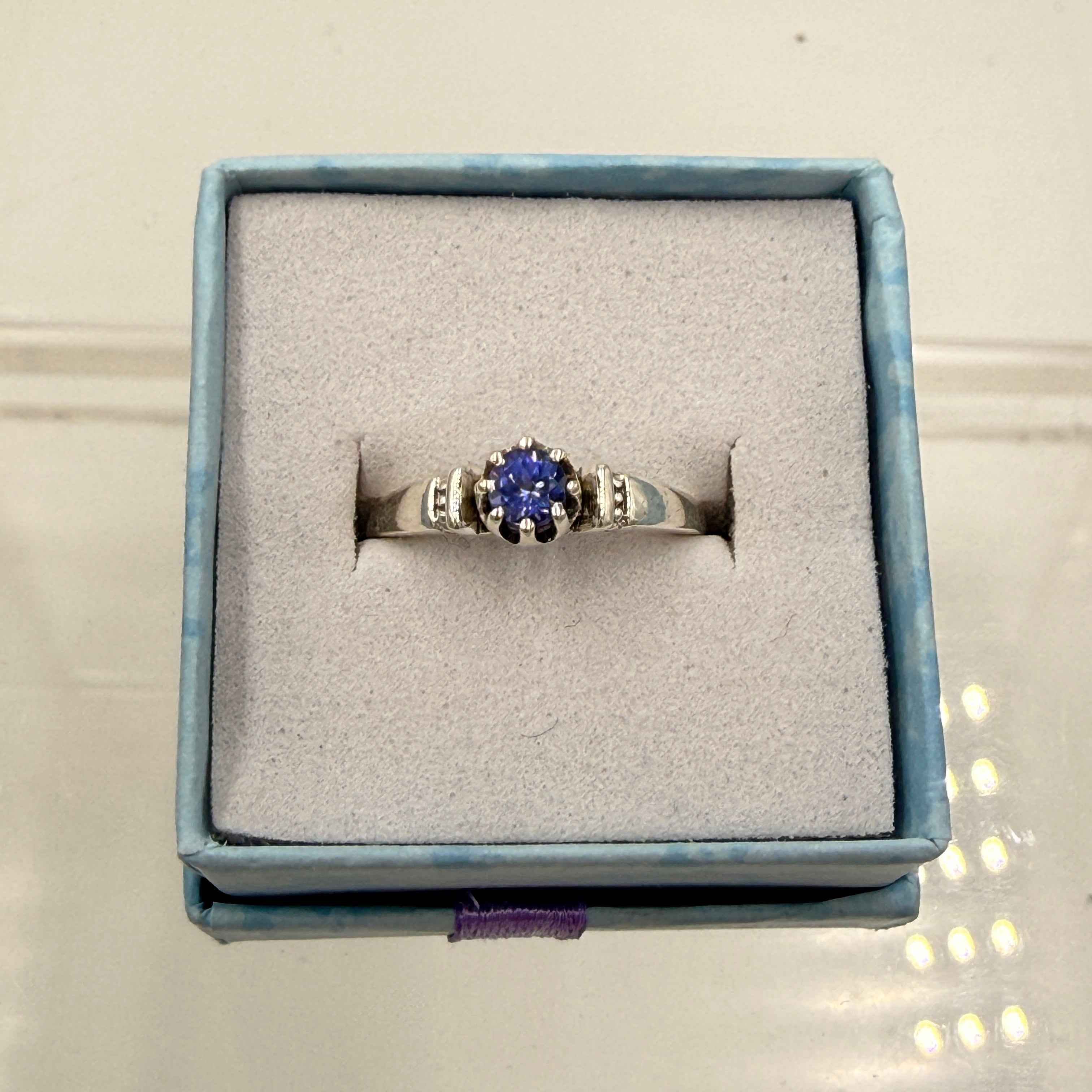 Sterling Silver Crown Set Round Tanzanite Ring - Size 6 - Spiritual, Intuitive & Elevated