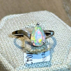 Ethiopian Opal Pear Bypass Ring – Sterling Silver – Size 6–9