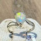 Ethiopian Opal Pear Twist-Band Ring – Sterling Silver – Size 6–7