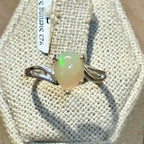 Ethiopian Opal Pear Twist-Band Ring – Sterling Silver – Size 6–7