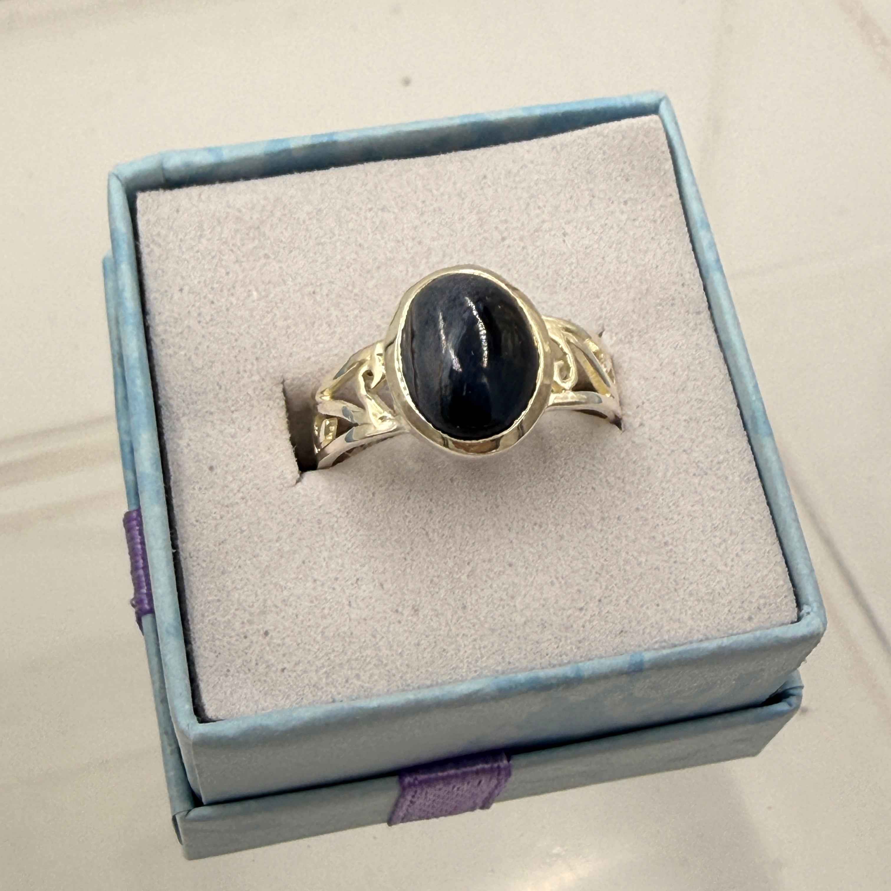 Sterling Silver Openwork Banded Pietersite Ring - Size 7 - Grounding, Transformative & Insightful