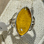 Natural Amber Marquise Filigree Ring – Sterling Silver – Sizes 6, 7, 8, 9