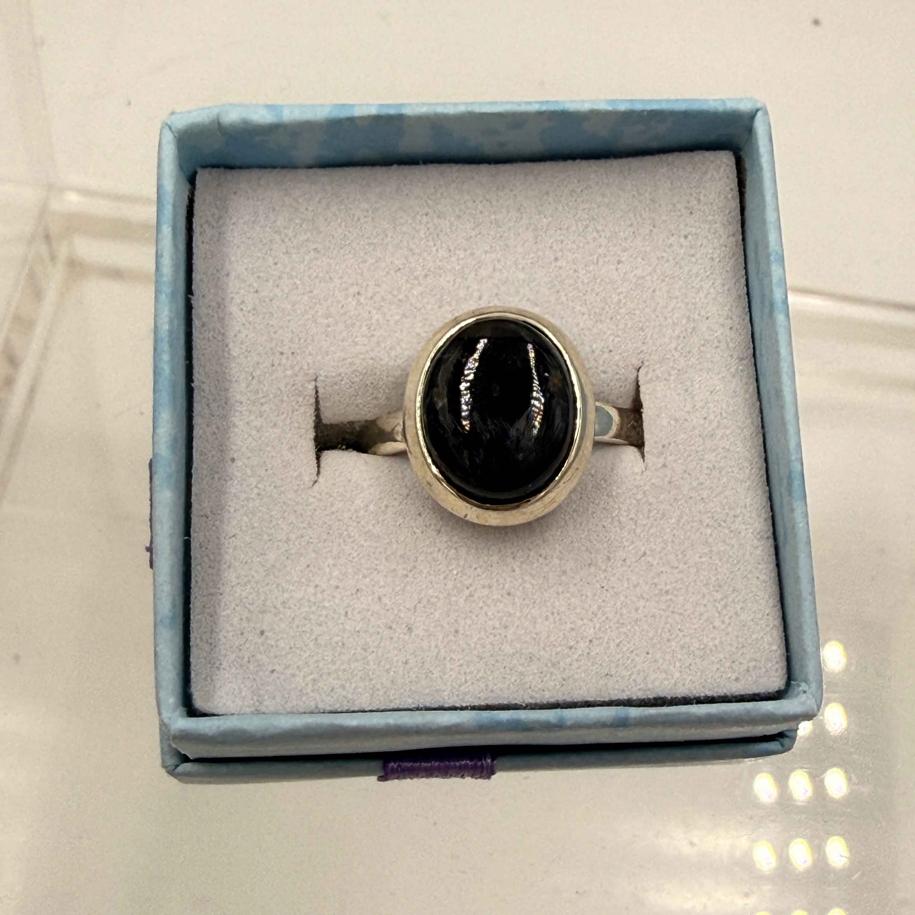 Sterling Silver Bezeled Oval Pietersite Ring - Size 6 - Grounding, Transformative & Insightful