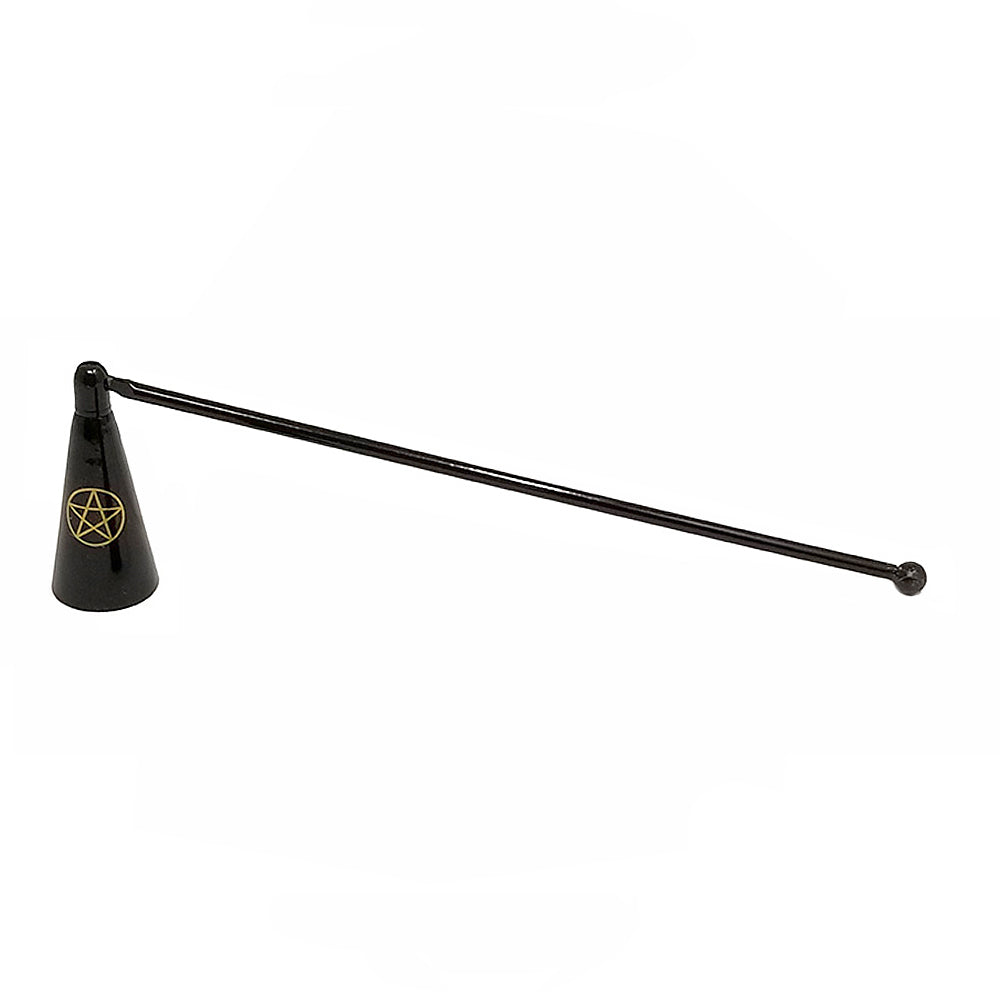 Pentagram on Black Rustic Metal Candle Snuffer 9"
