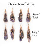 Raw Dark Purple Amethyst Crystal Reversible Pendant Necklace, Copper Wire-Wrapped, Handmade