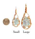 Raw Blue Celestite Crystal Teardrop Pendant Necklace, Copper Wire-Wrapped, Handmade
