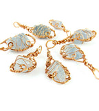 Raw Blue Celestite Crystal Teardrop Pendant Necklace, Copper Wire-Wrapped, Handmade