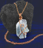 Celestite Crystal Wire-Wrapped Pendant in Copper, Sky-Blue Gemstone Necklace, Handmade