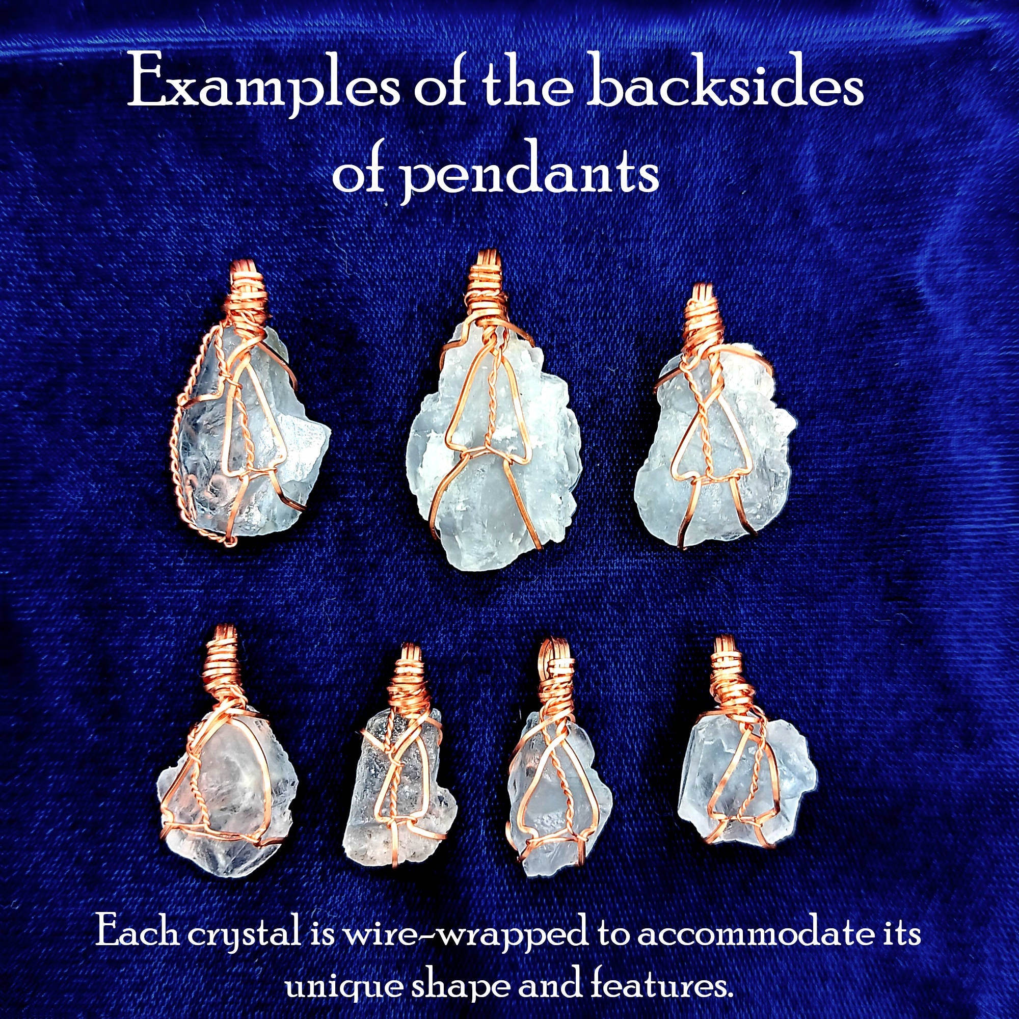 Celestite Crystal Wire-Wrapped Pendant in Copper, Sky-Blue Gemstone Necklace, Handmade