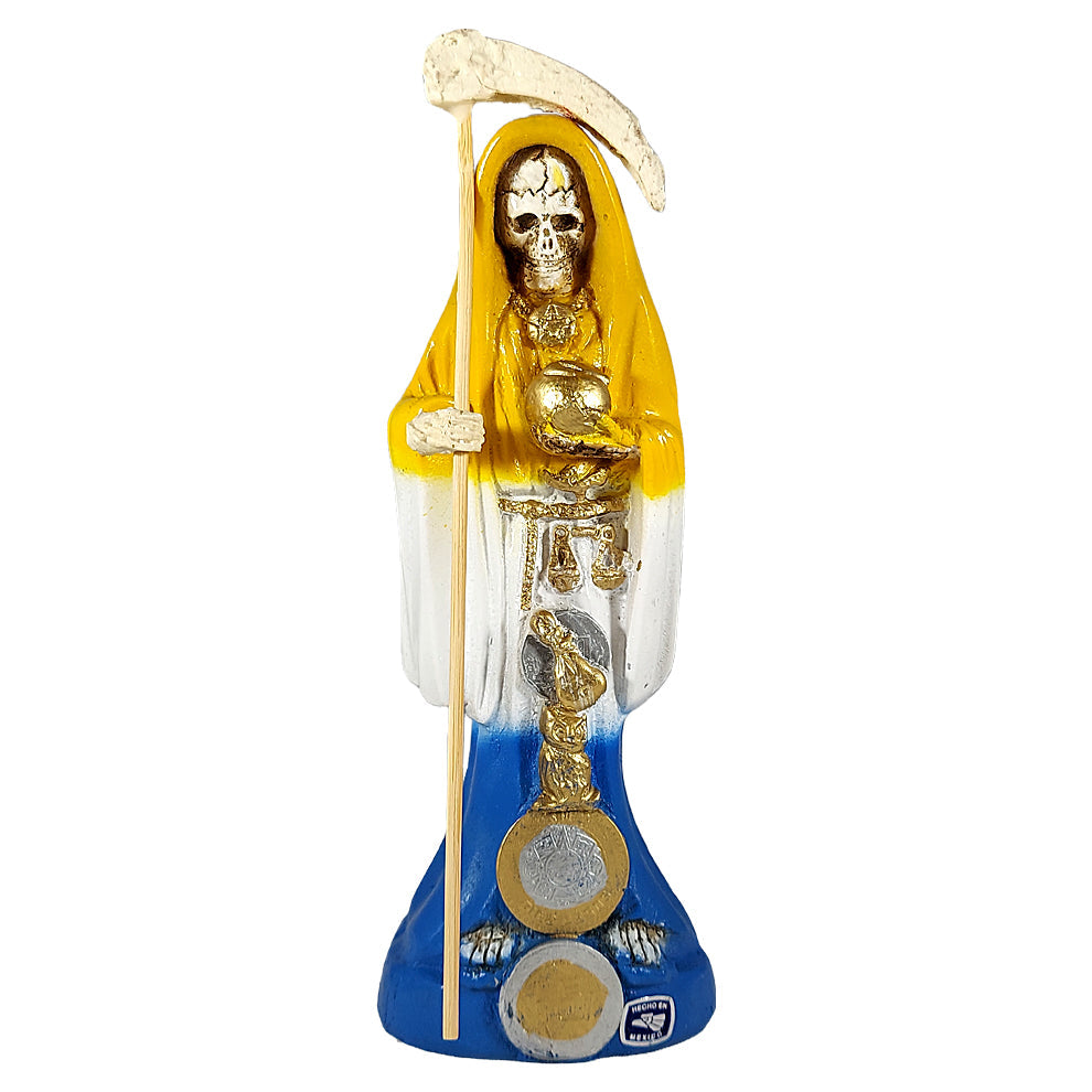 Santa Muerte Statue - Un-Dressed - 8" - Yellow/White/Blue