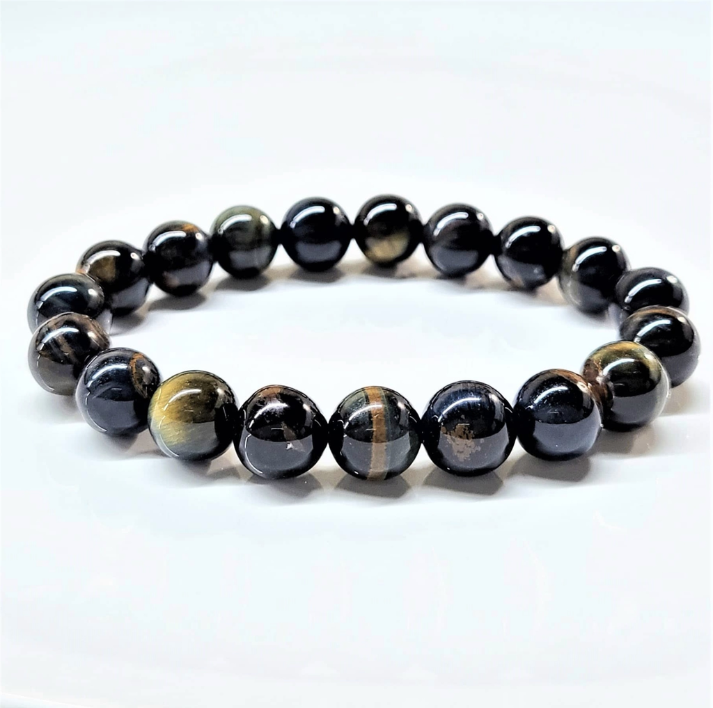 Blue Tiger Eye (Hawk's Eye) Round Bead Bracelet