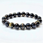 Blue Tiger Eye (Hawk's Eye) Round Bead Bracelet