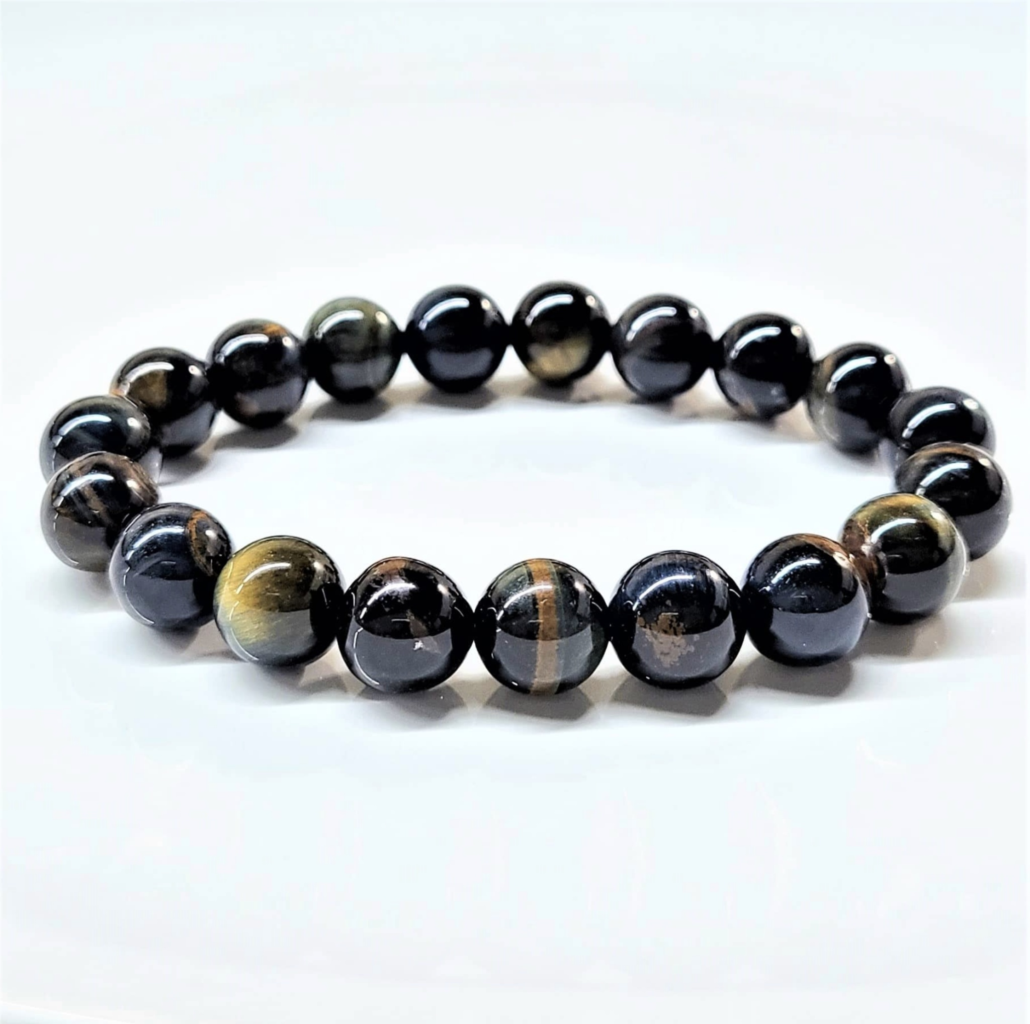 Blue Tiger Eye (Hawk's Eye) Round Bead Bracelet