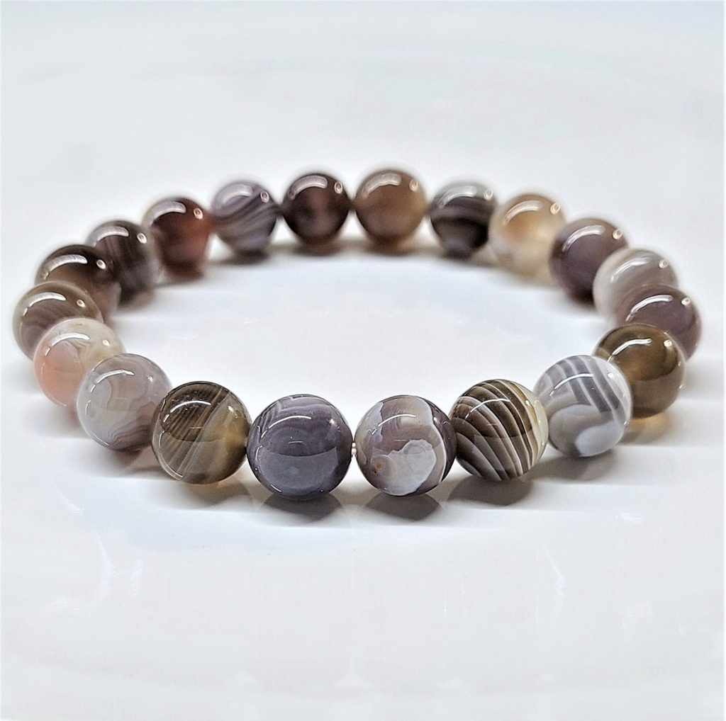 Botswana Agate Round Bead Bracelet