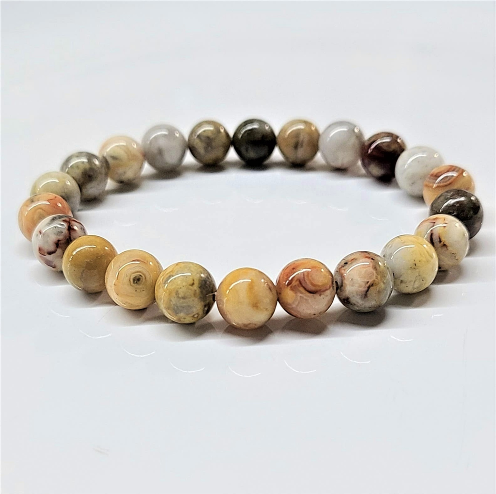 Crazy Lace Agate Round Bead Bracelet - The Laughter Stone
