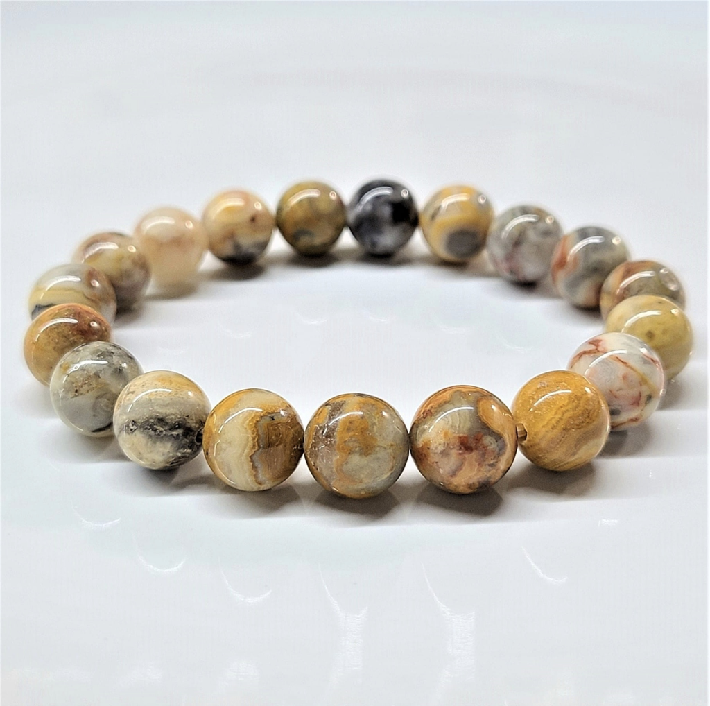 Crazy Lace Agate Round Bead Bracelet - The Laughter Stone