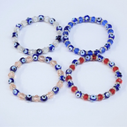 Evil Eye Pink Bead Stackable Bracelet