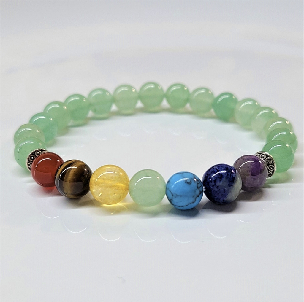 Green Aventurine Chakra Round Bead Bracelet 8mm - Stone of Opportunity