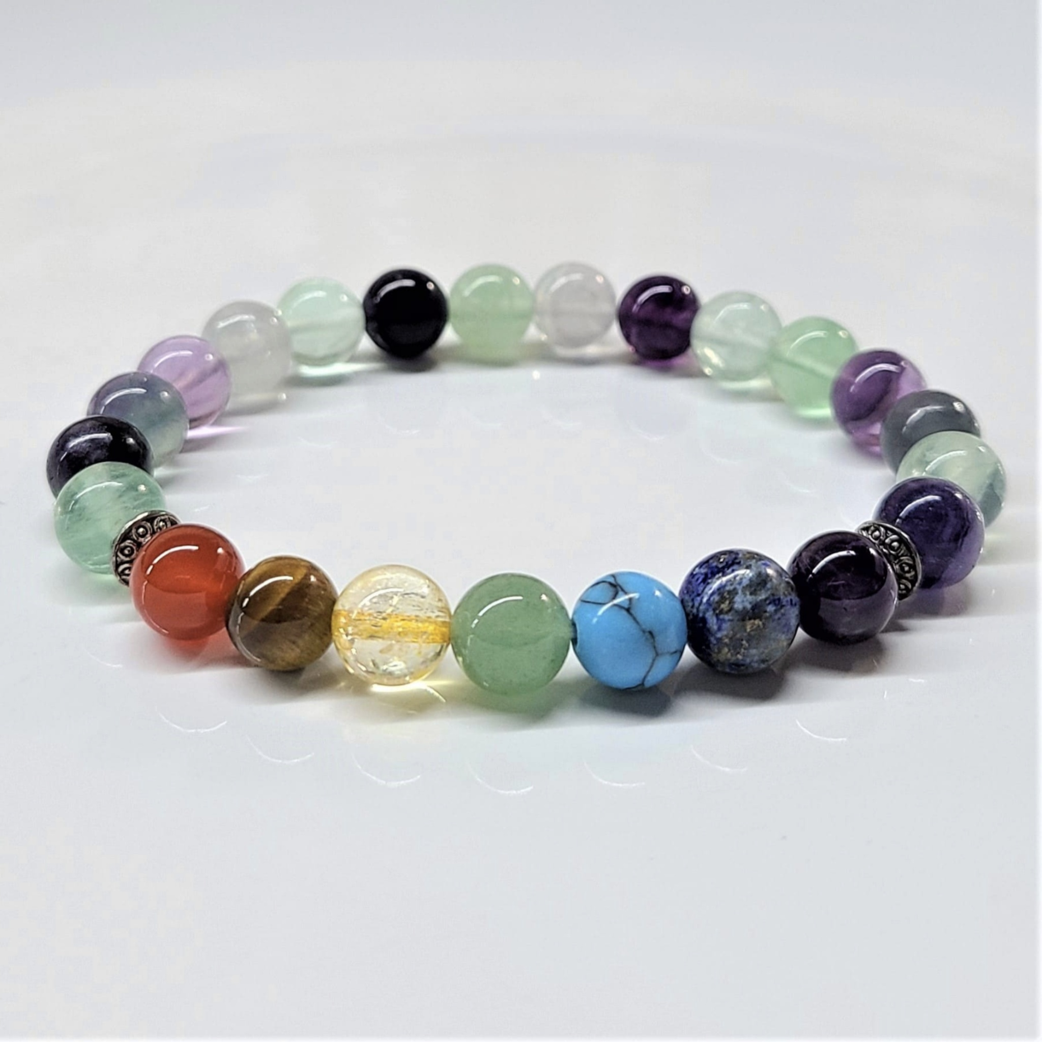 Fluorite Chakra Round Bead Bracelet 8mm - The Student's Stone