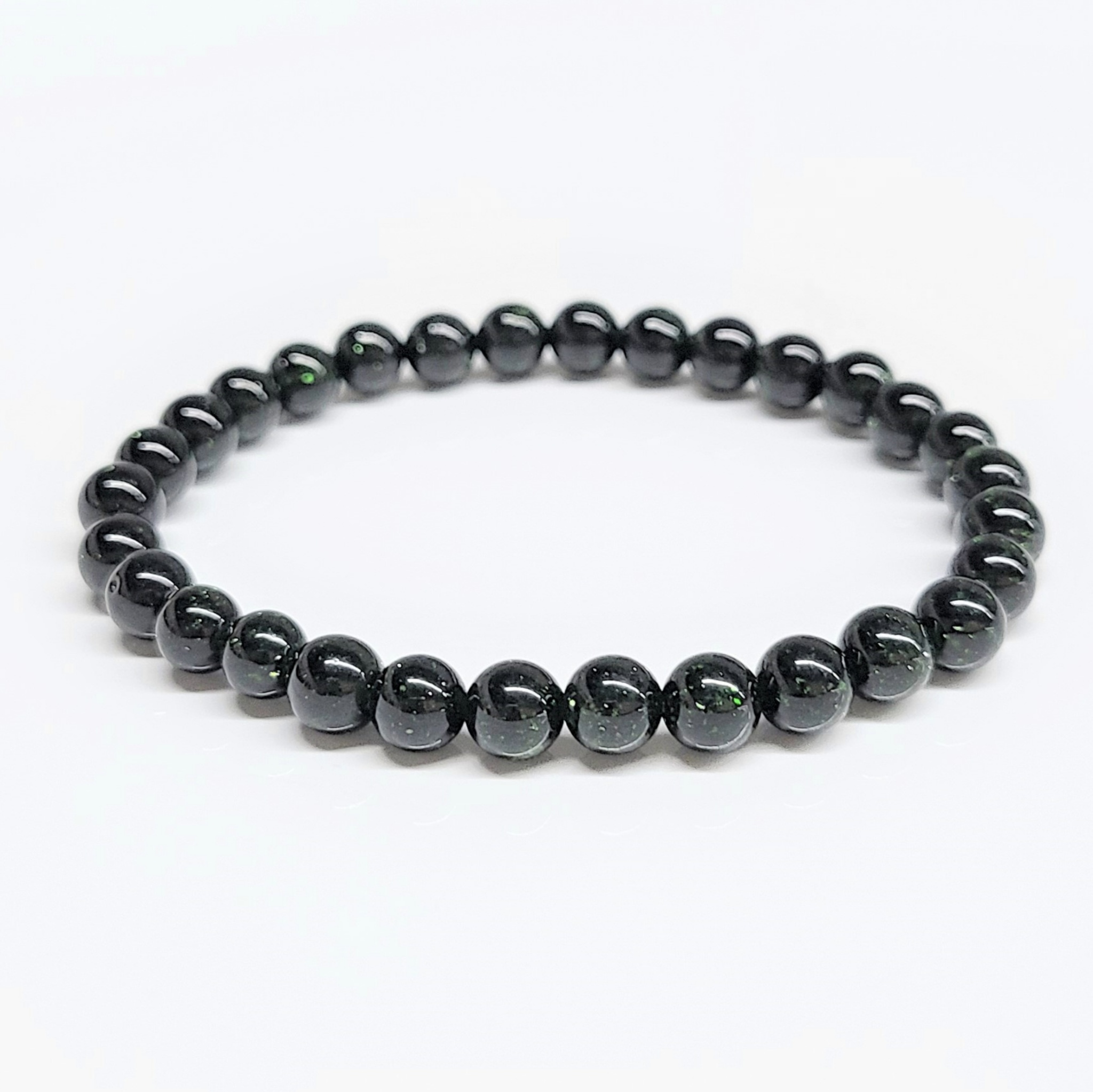 Green Goldstone Round Bead Bracelet