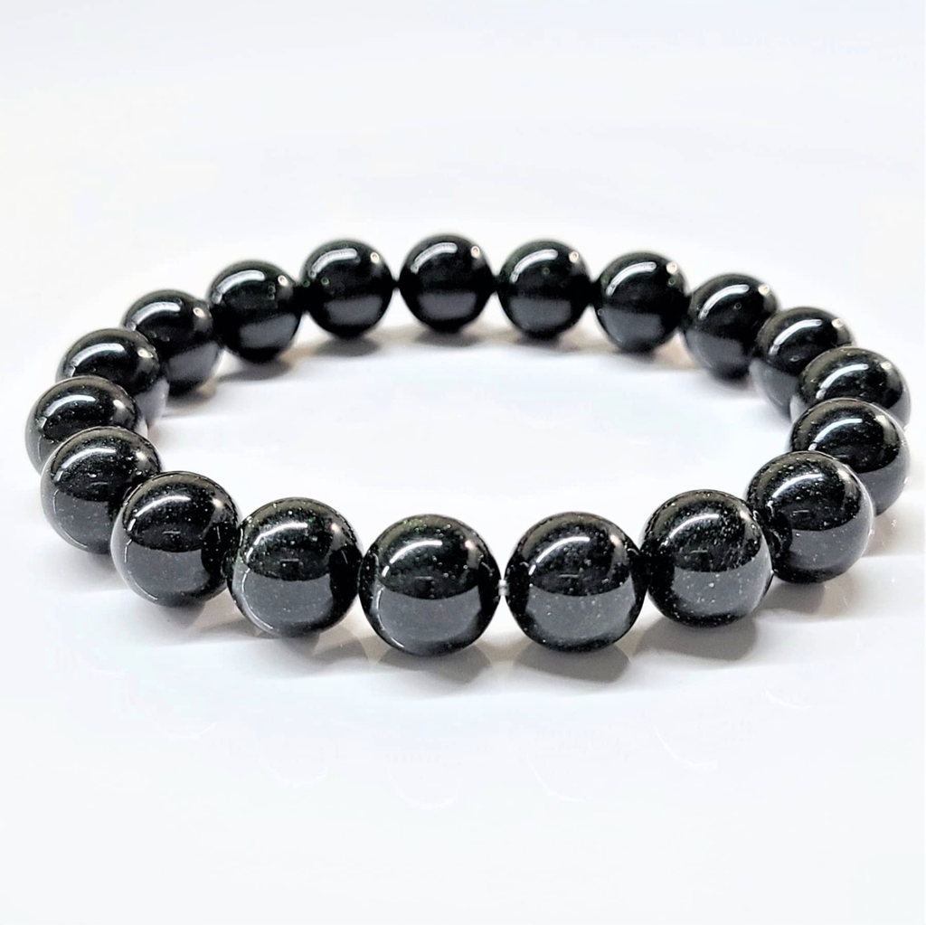Green Goldstone Round Bead Bracelet