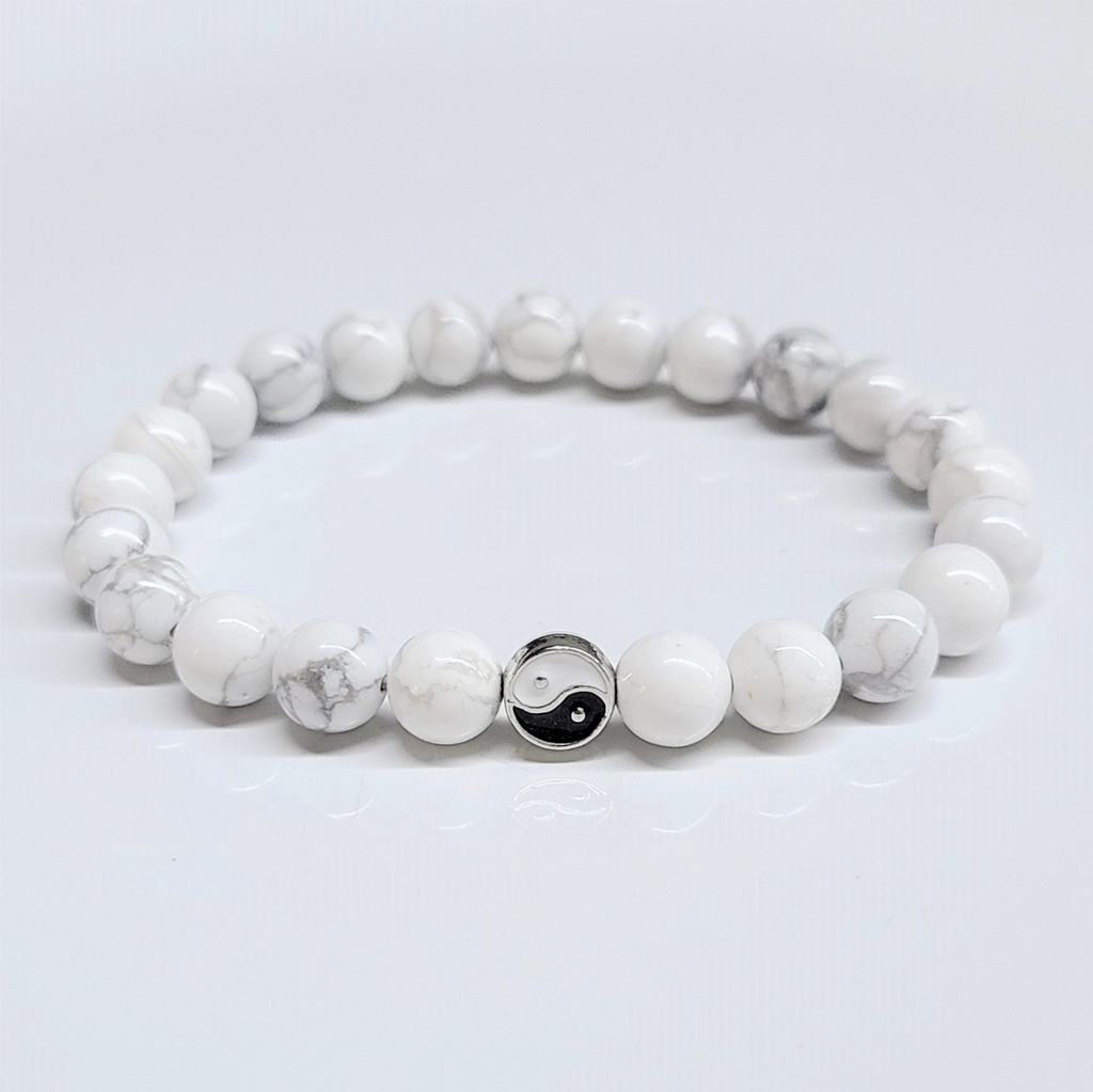 Howlite Yin Yang Round Bead Bracelet 8mm - The Anger Eater