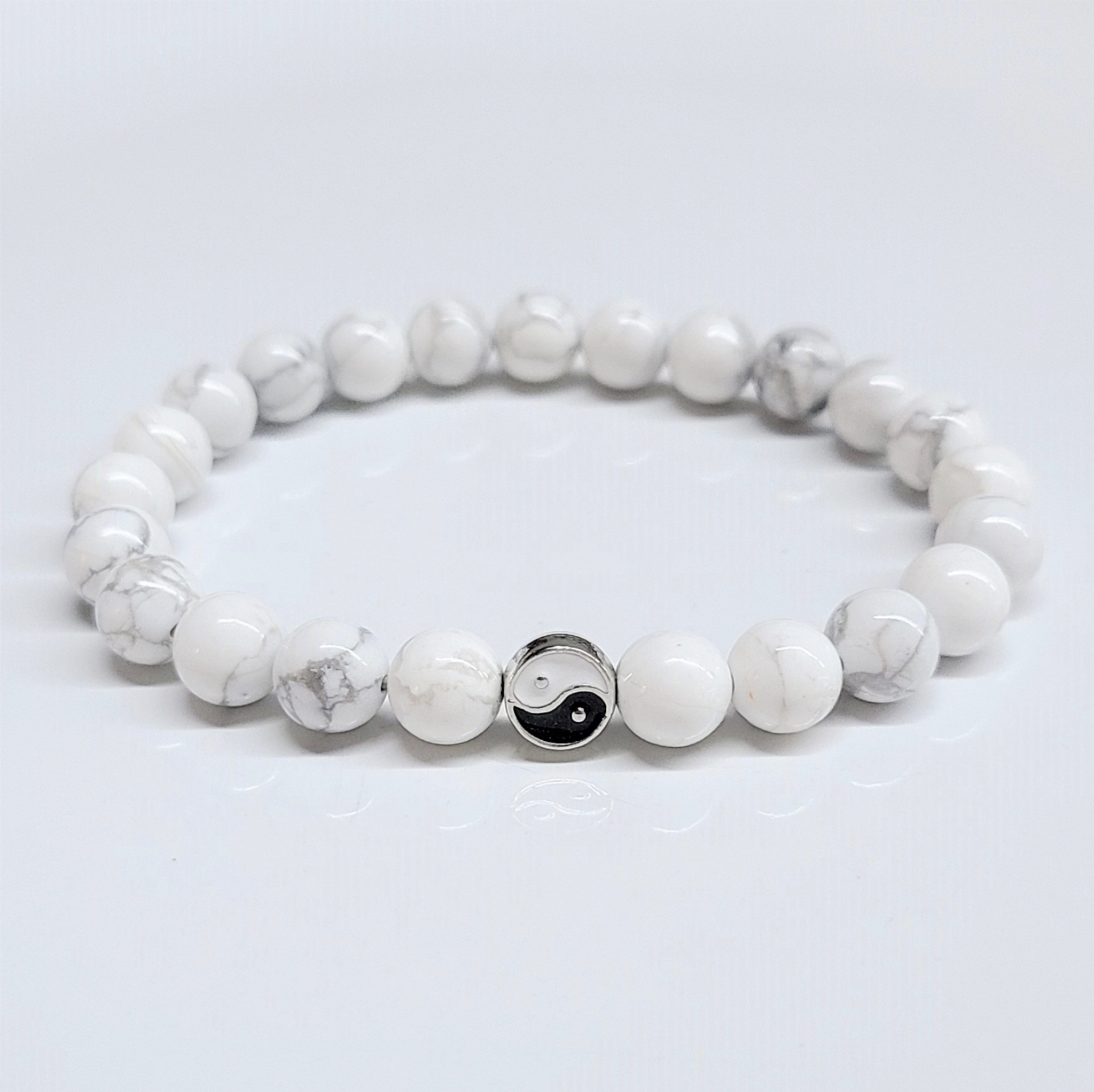 Howlite Yin Yang Round Bead Bracelet 8mm - The Anger Eater
