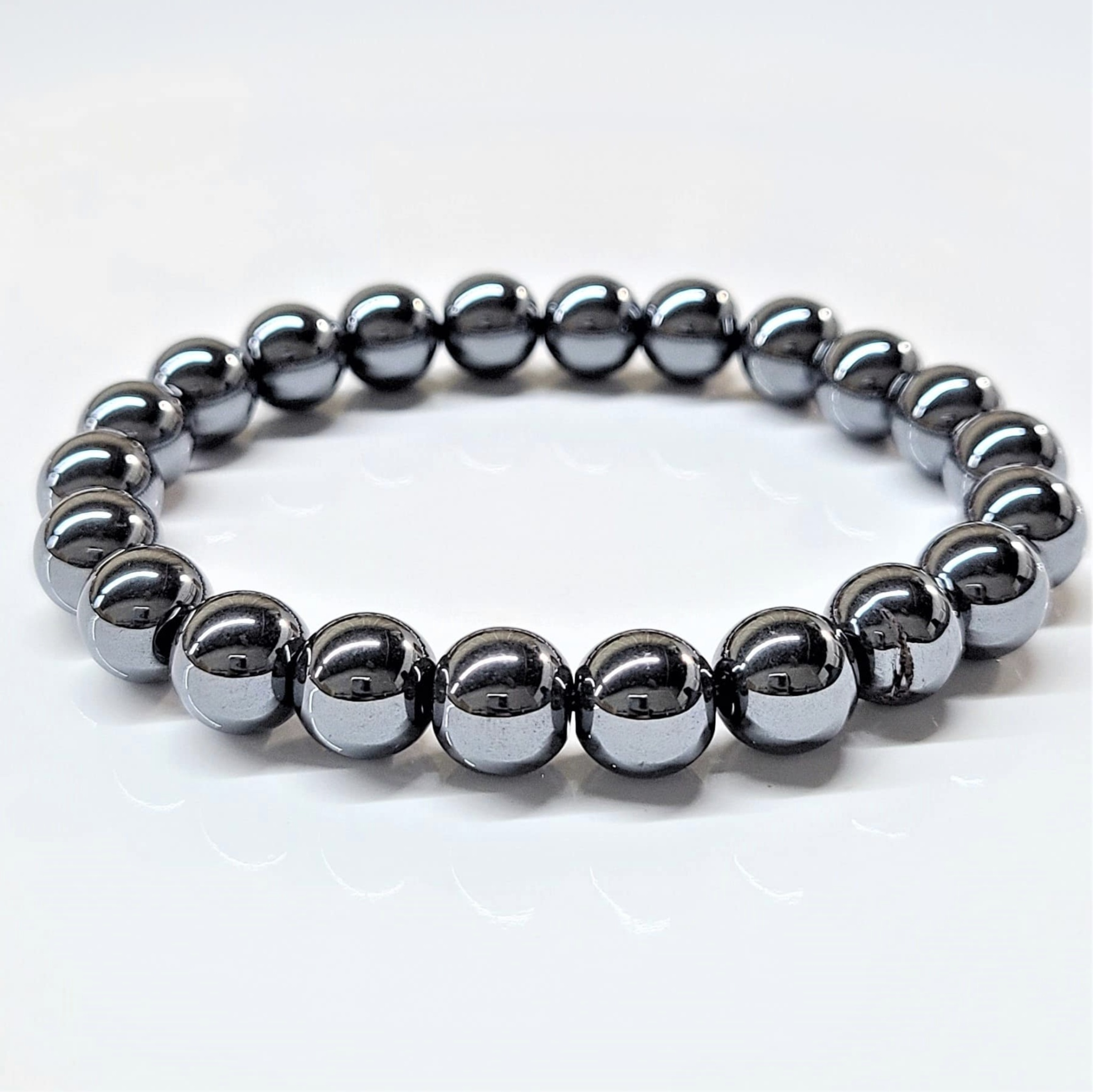 Hematite Round Bead Bracelet