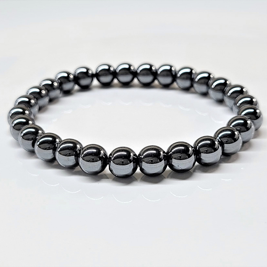 Hematite Round Bead Bracelet