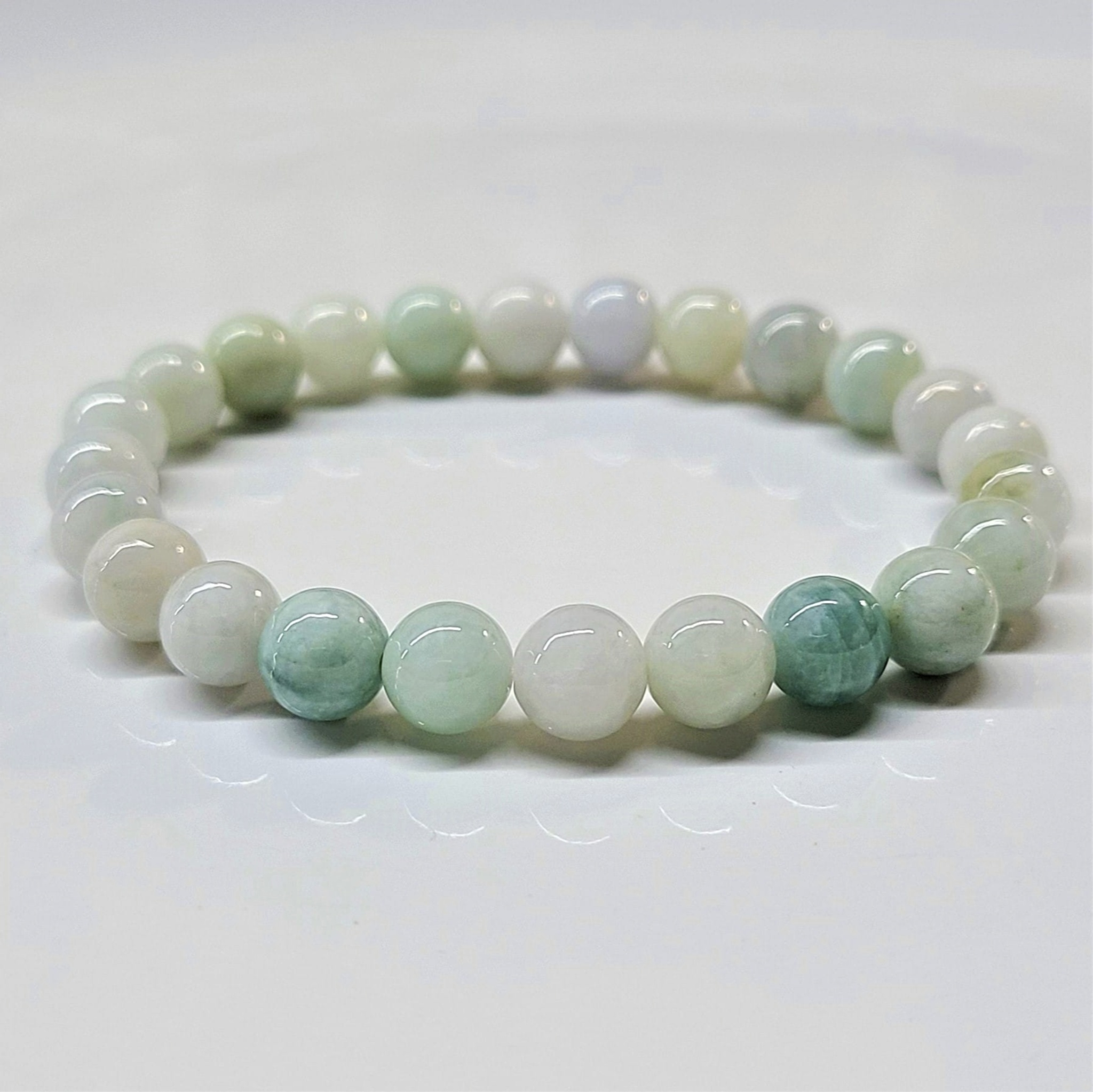 Jadeite Jade Round Bead Bracelet 8mm - Stone of Prosperity & Wisdom
