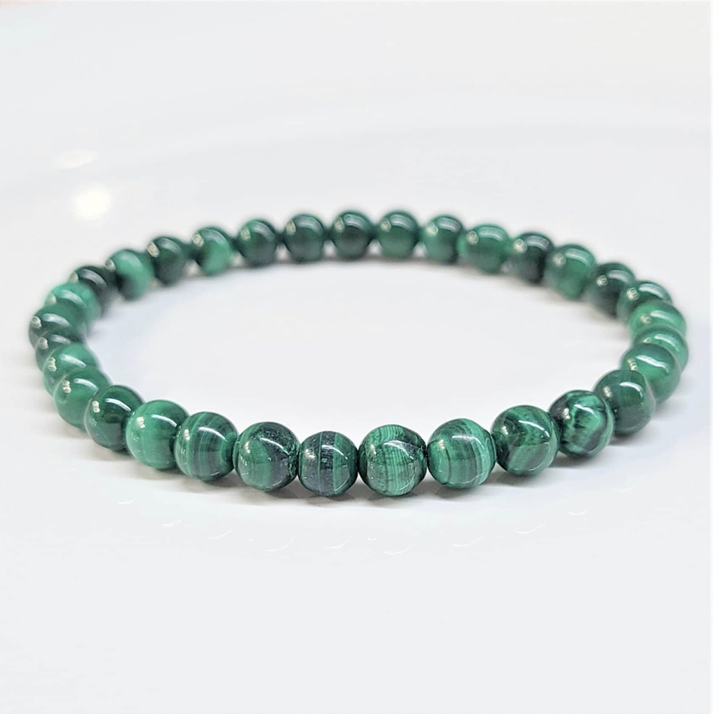 Malachite Round Bead Bracelet - Stone of Transformation & Fidelity
