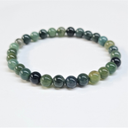 Moss Agate Round Bead Bracelet - The Gardener's Stone