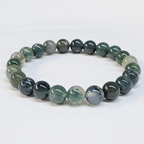 Moss Agate Round Bead Bracelet - The Gardener's Stone