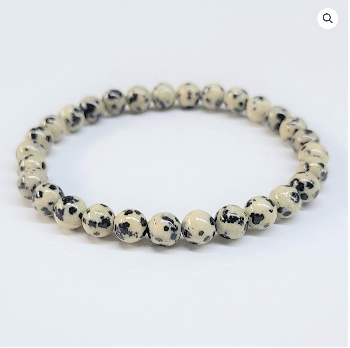 Dalmatian Jasper Round Bead Bracelet - Stone of Joy & Loyalty
