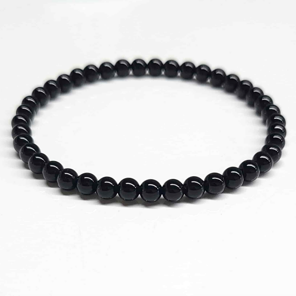 Black Obsidian Round Bead Bracelet