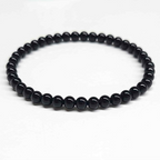 Black Tourmaline Round Bead Bracelet - Energy Filter