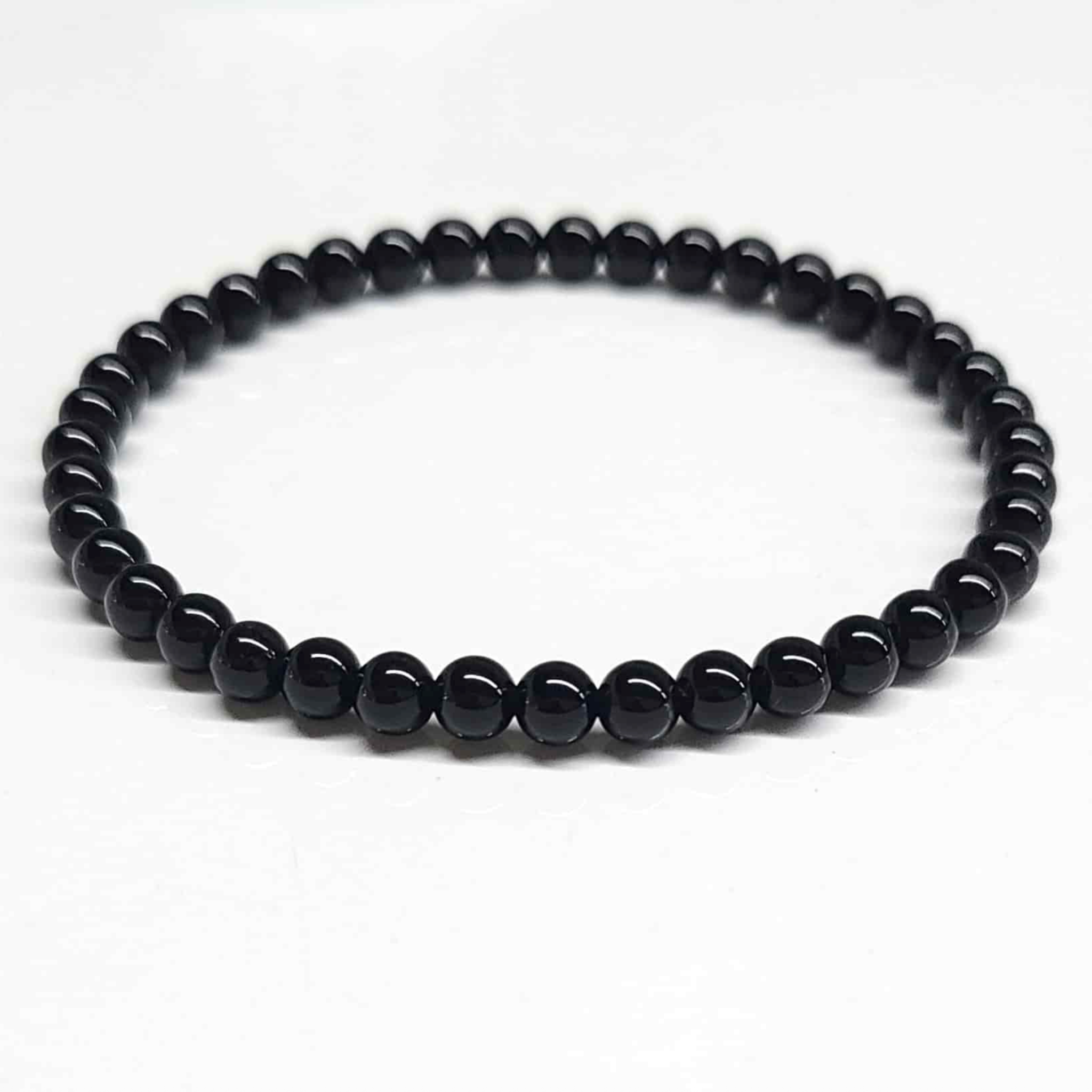 Black Tourmaline Round Bead Bracelet - Energy Filter