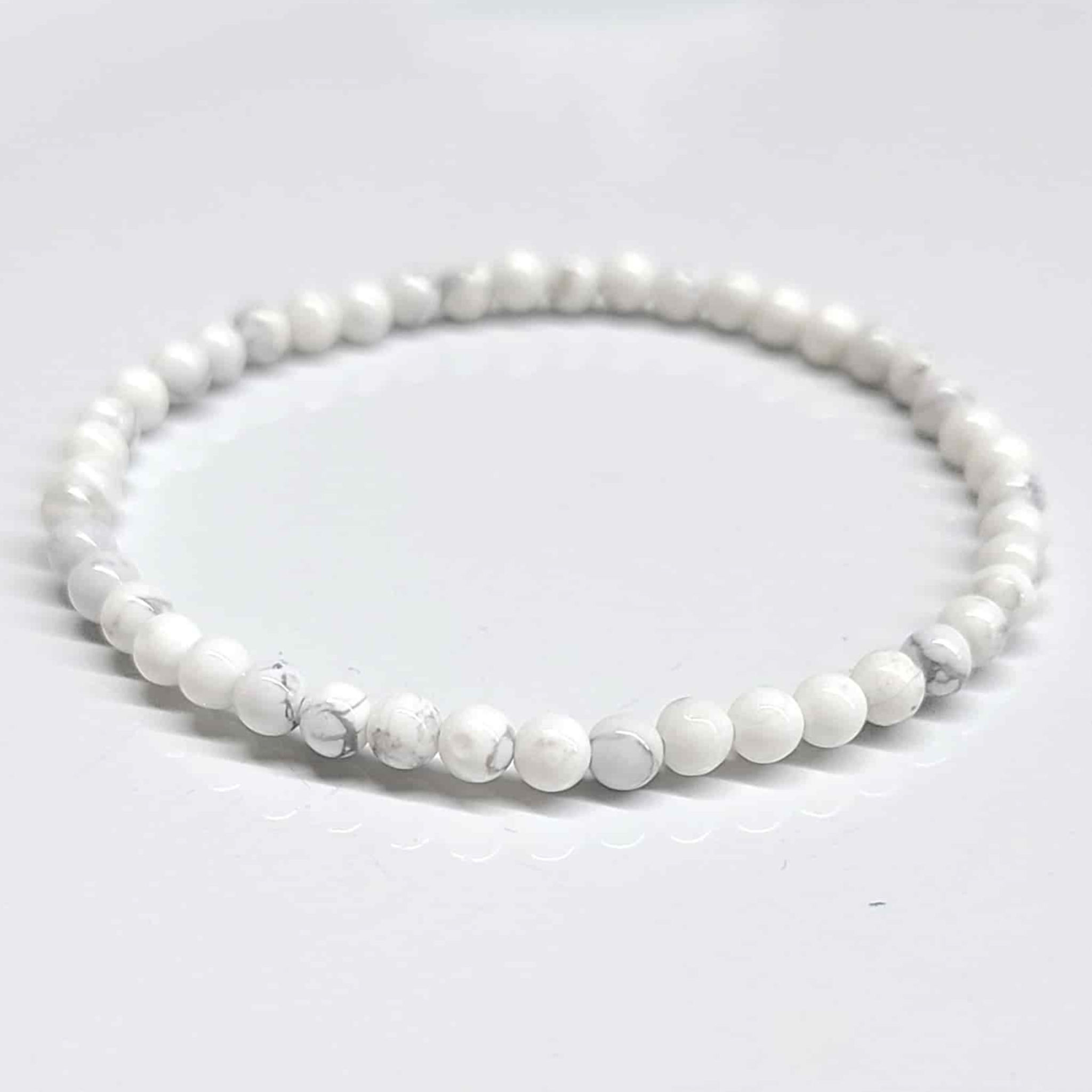 White Howlite Round Bead Bracelet - Anger Eater
