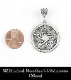 SMALL Crescent Moon Pentacle Pendant, Handmade - 925 Sterling Silver