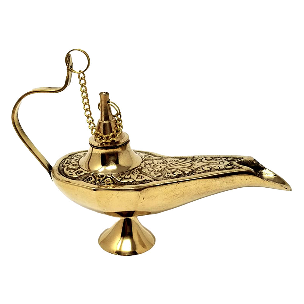 Solid Brass Aladdin Lamp 6"L (Genie Lamp) Incense Burner