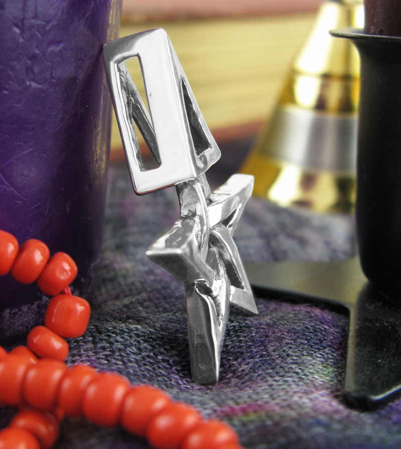 Chunky Third Degree Wiccan Pentagram Pendant, Handmade