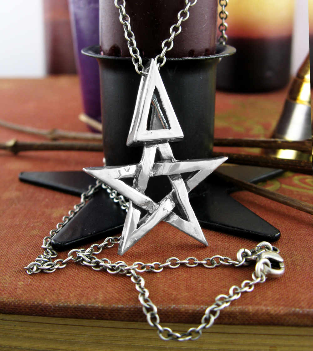 Chunky Third Degree Wiccan Pentagram Pendant, Handmade