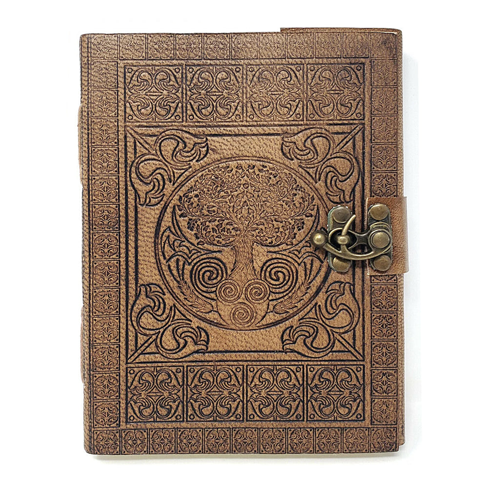 Tree of Life with Celtic Knots Leather Journal with Latch Closure