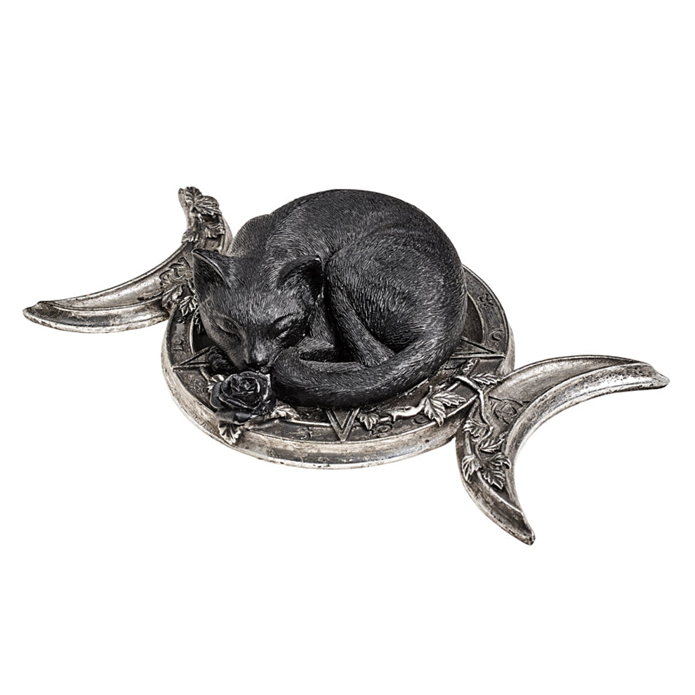 Triple Moon Black Cat Statue