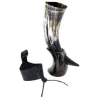 Authentic Medieval Viking Drinking Horn with Stand