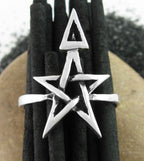 Wiccan Third Degree Pentagram Ring, Handmade - 925 Sterling Silver
