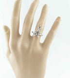 Wiccan Third Degree Pentagram Ring, Handmade - 925 Sterling Silver