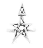 Wiccan Third Degree Pentagram Ring, Handmade - 925 Sterling Silver